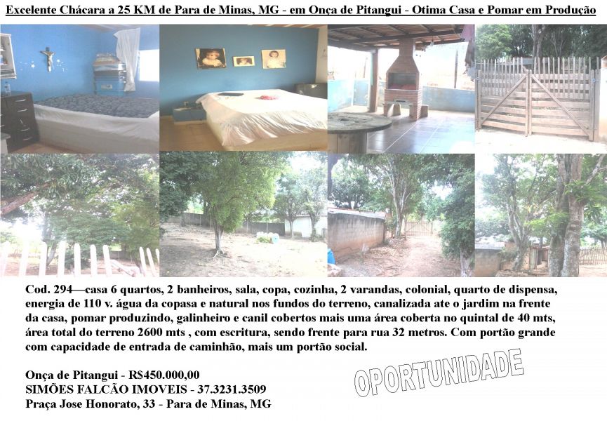 Chacara 2600 mts, casa 6 dormitorios, pomar produzindo 