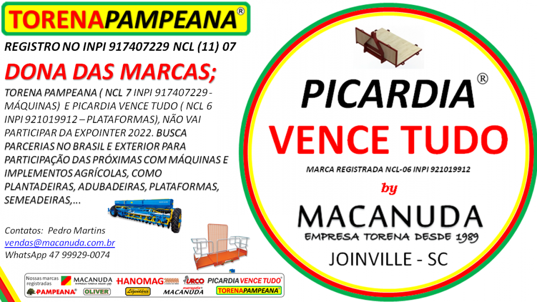 Plantadeira MACANUDA Plataforma PICARDIA VENCE TUDO em Coronel Barros RS