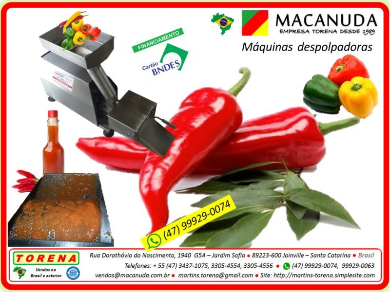 Despolpadeiras de Pimentões, Pimentas, Tomates Marca Macanuda