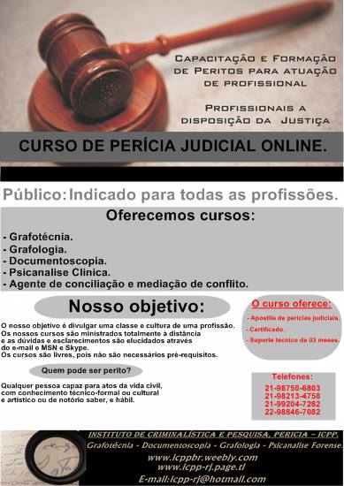 Curso livres de perito judicial e Grafotécnico e documentoscopia