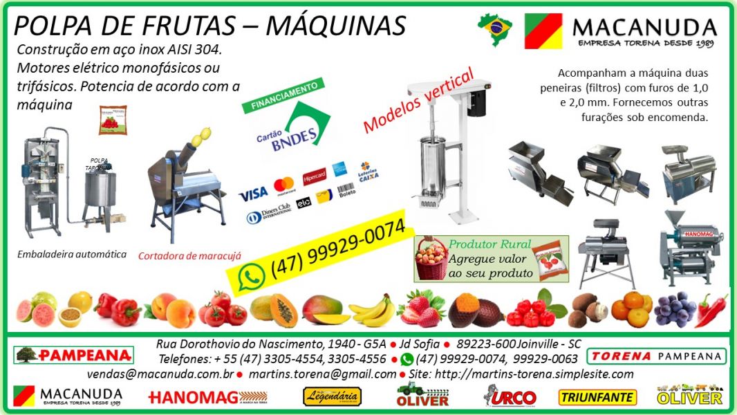 Marca Macanuda, Máquinas para fábricas de polpa de frutas