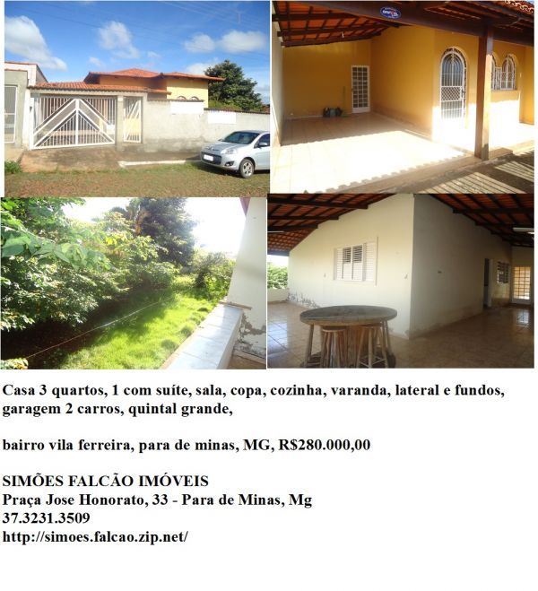 Casa 3 quartos em Para de Minas, mg, vila Ferreira, 