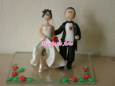 Noivos personalizados em biscuit