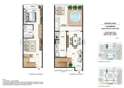 DUE CAPRI - Cobertura Duplex 1 quarto 87,76m² no Noroeste
