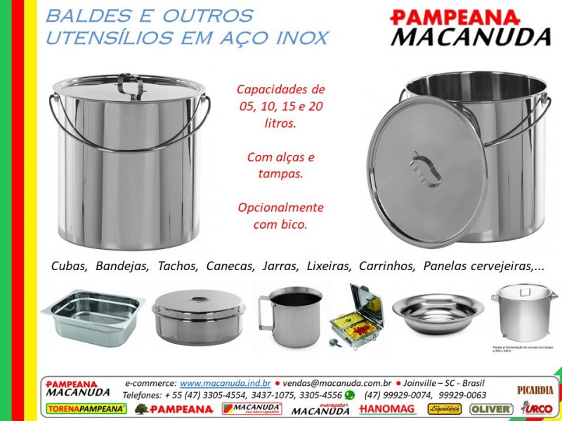 Balde fabricado em aço inox MACANUDA