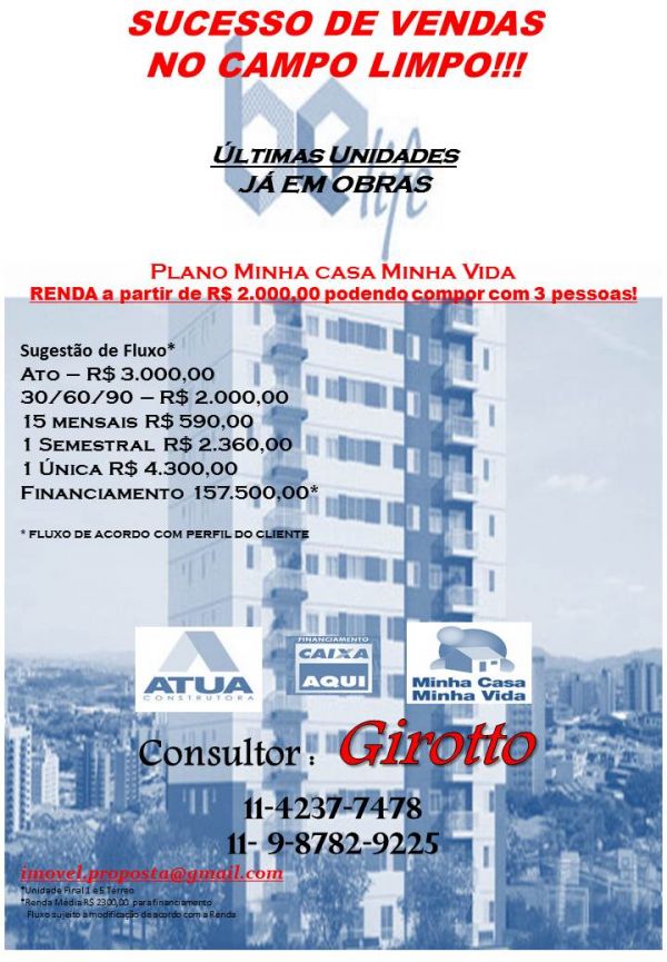 Apartamento no Campo Limpo - Jd Macedonia 2/4