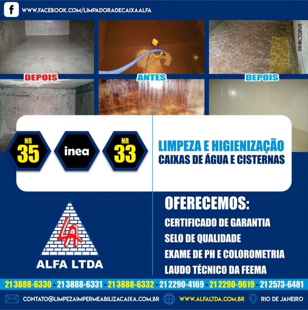 Limpeza e Desinfecção de cisternas Alfa L.T.D.A.