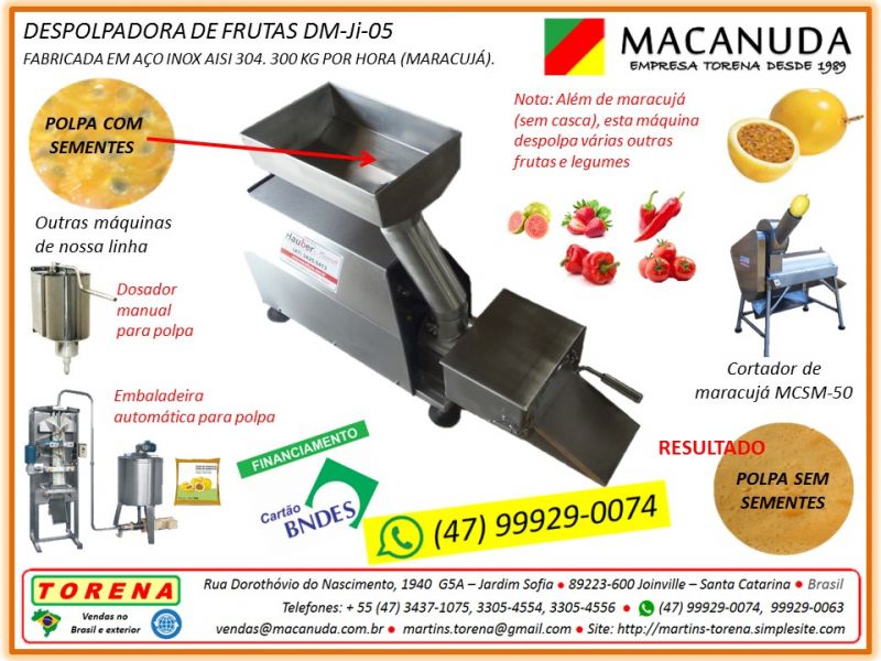 Máquina para polpa de frutas industrial MACANUDA
