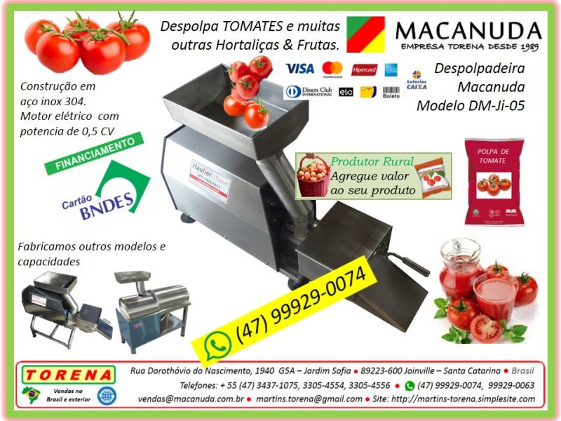 Despolpador de Tomates, Pimentões, Pimentas marca Macanuda