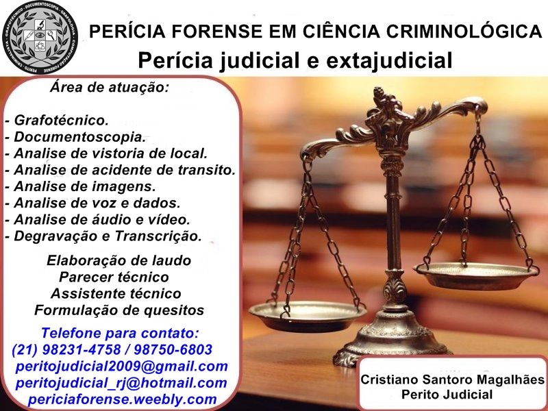 Cristiano Santoro Perito em  Analise de acidente de transito, Perícia em obras de artes - RJ, MG, SP
