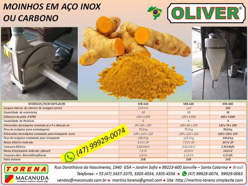 Açafrão em pó Moinhos marca Oliver, qualidade Macanuda