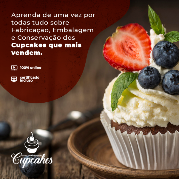  Curso de Cupcake -  Aprenda a fazer incríveis e saborosos recheios para seus Cupcakes como Nutella