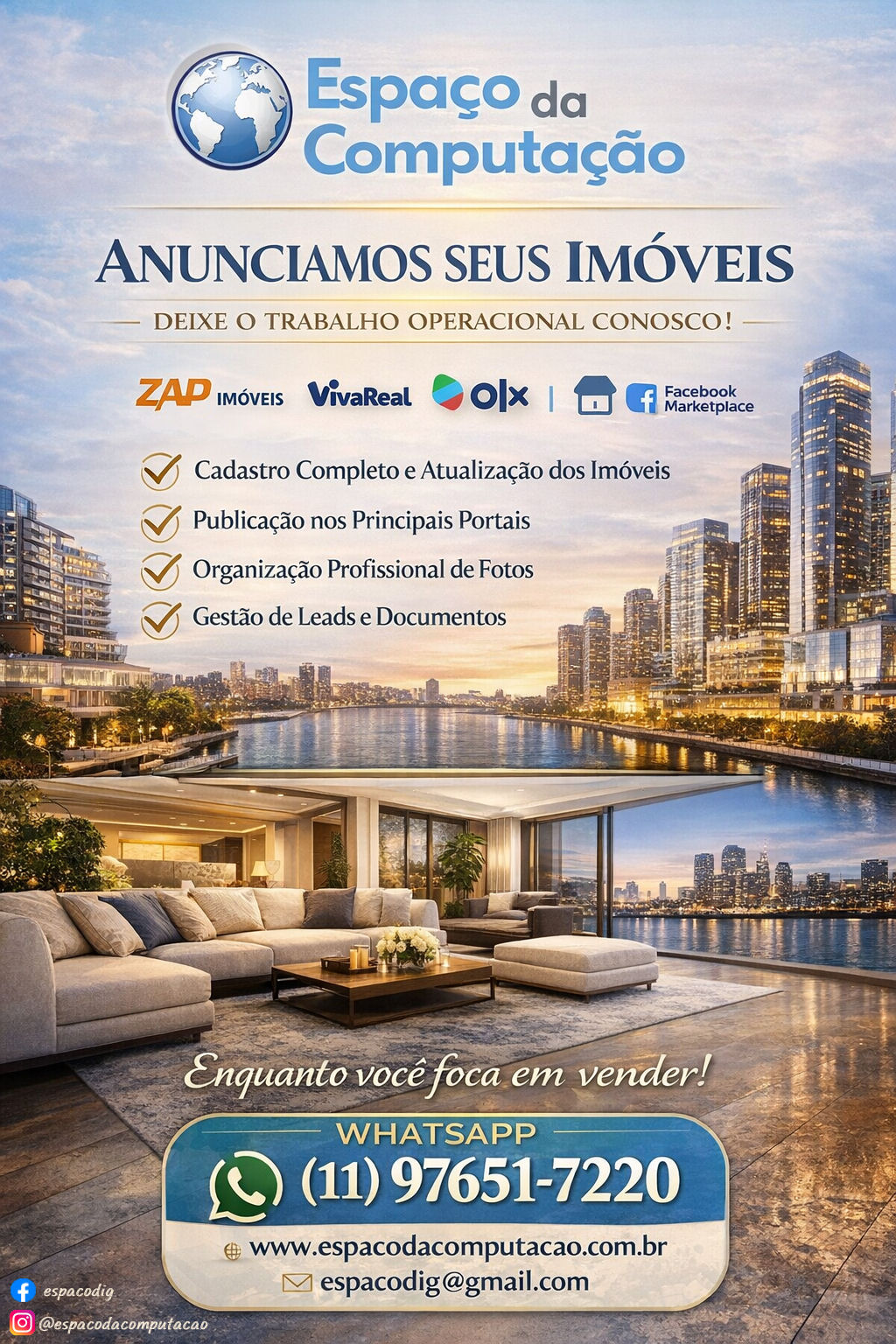 Anúncios Profissionais de Imóveis em Portais, Classificados, Redes Sociais e Sistemas Internos