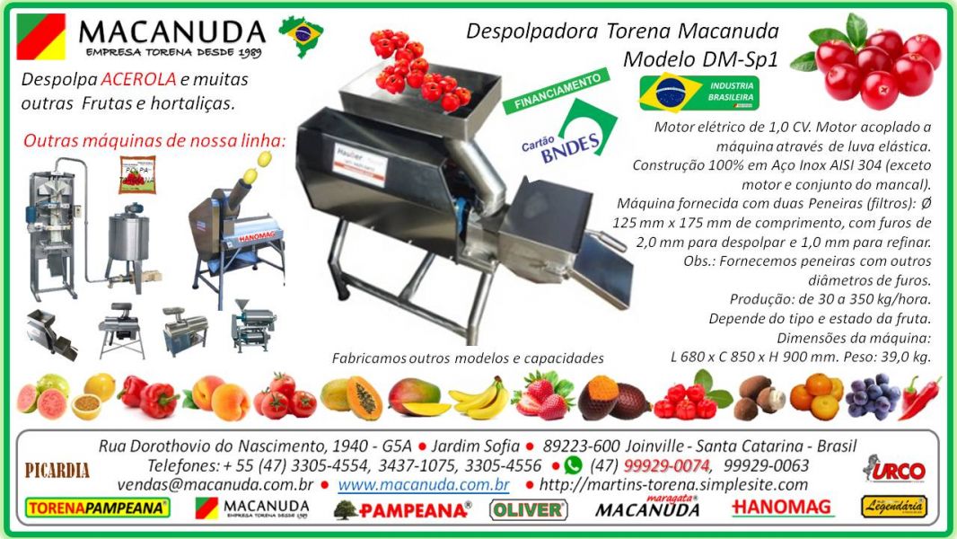 Marca Macanuda, máquina despolpadora industrial  de goiaba