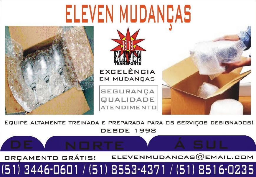 ELEVEN MUDANÇAS CANOAS para todo o Brasil - Residenciais