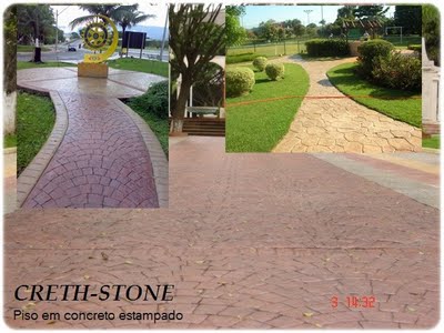Piso em concreto estampado creth-stone