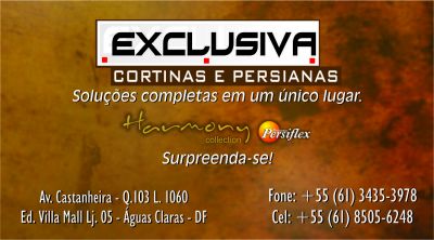 Exclusiva Cortinas e Persianas,Papel de Parede,Toldos,Espelhos,Box,Persiflex,Romana,Rolo,Piso PVC