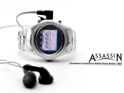 Relogio Celular Assassin - Quad Band Touchscreen Mp3/mp4 Fm