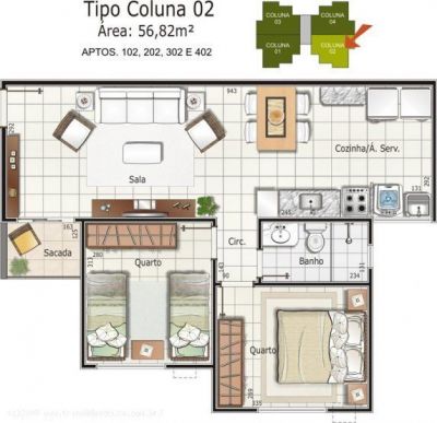 Apartamento Condomínio Gran Riserva em Campos dos Goytacazes/RJ