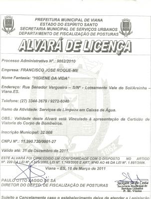 Limpeza de caixa d'água há 12 anos é com a Higiene da Vida