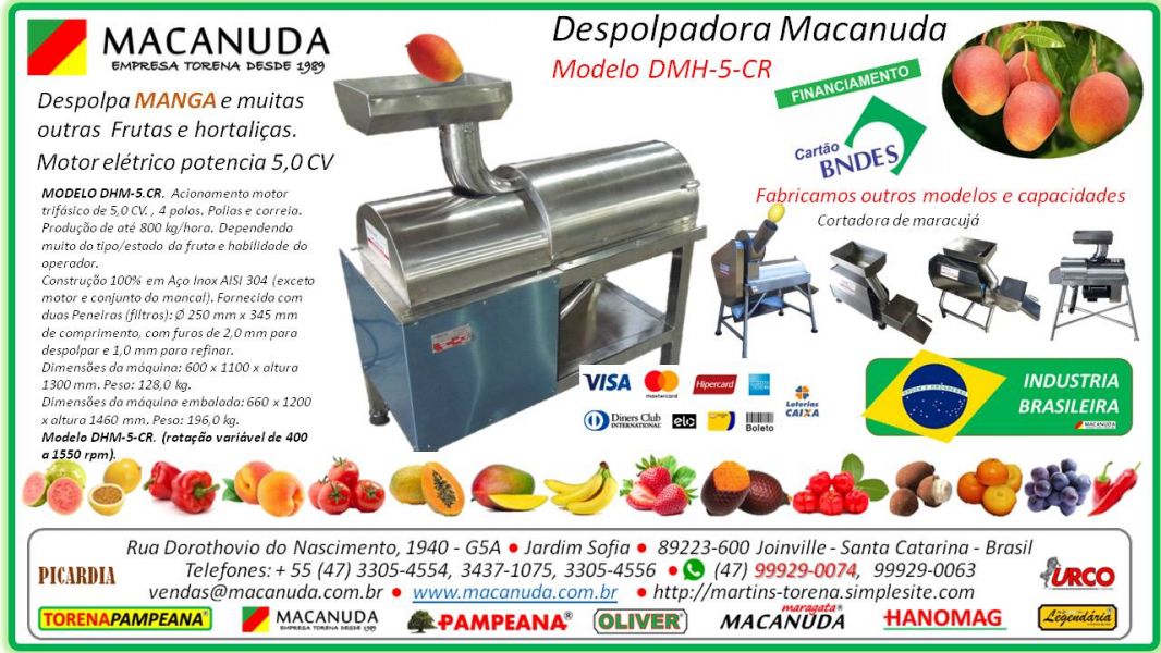 Fábrica de Polpa de Frutas, Máquinas Profissionais Pampeana Macanuda