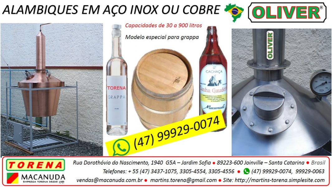 Alambique para 900 litros de garapa marca Oliver