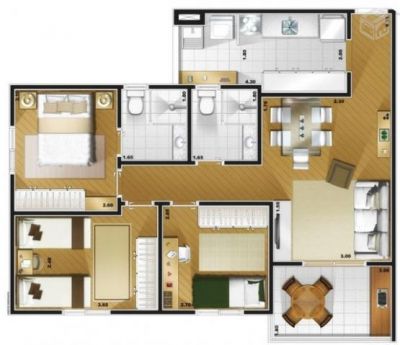 PREMIUM , NUNCA HABITADO 3 DORMITÓRIOS COM SUITE (2 VAGAS) R$ 242.000,00
