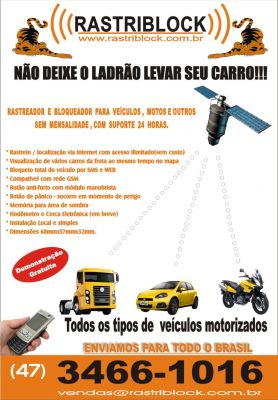 Rastreador Bloqueador e Localizador VIA SATÉLITE SEM MENSALIDADE E COM MENSALIDADE