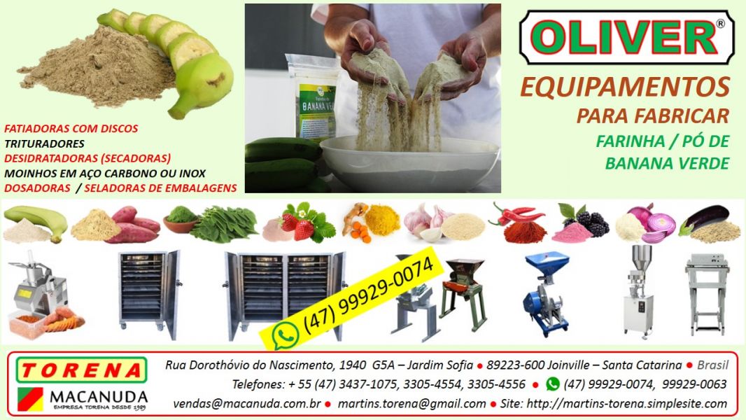 Farinha de banana verde, Moinhos Oliver qualidade Macanuda