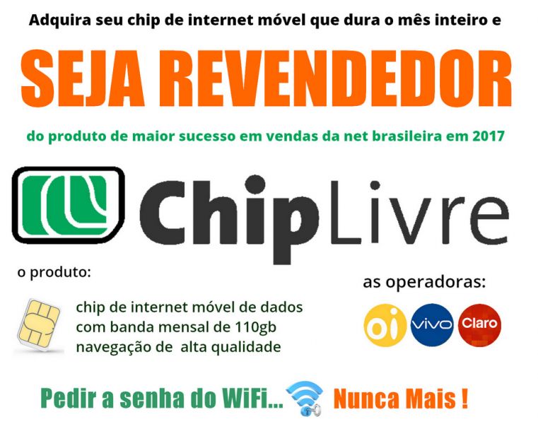 **ChipLivre** Internet ilimitada por apenas R$99,90