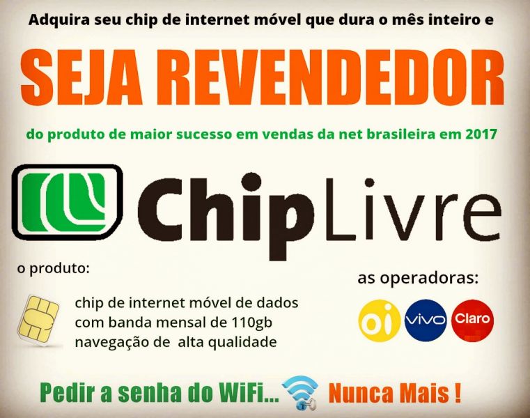 **ChipLivre** Internet ilimitada por apenas R$99,90