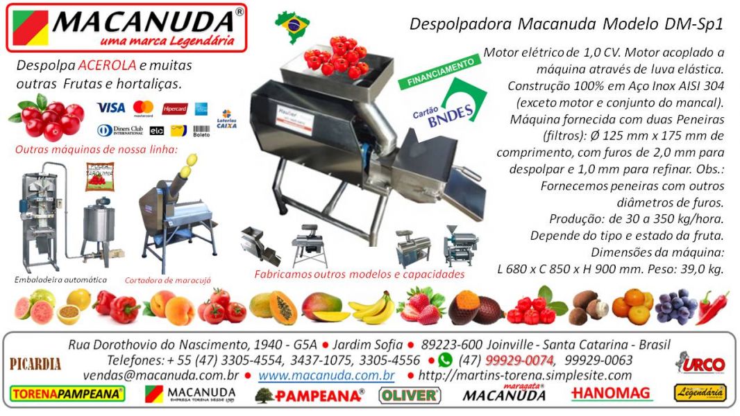 Máquina pra polpa de frutas da Legendária marca Macanuda