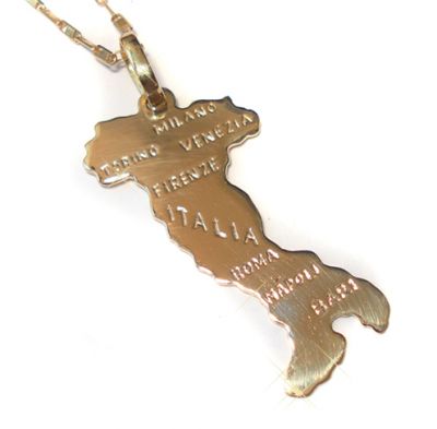 ITÁLIA COM SUAS PRINCIPAIS CIDADES PINGENTE DE OURO 18KL