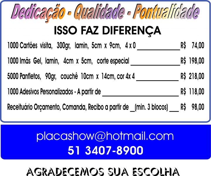 Gráfica em Porto Alegre - Cartões de visita, folders, blocos