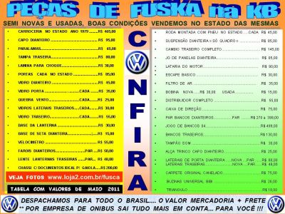 KIT BAJA  E PEÇAS  PARA  VOLKSWAGEN  FUSCA É COM A KB