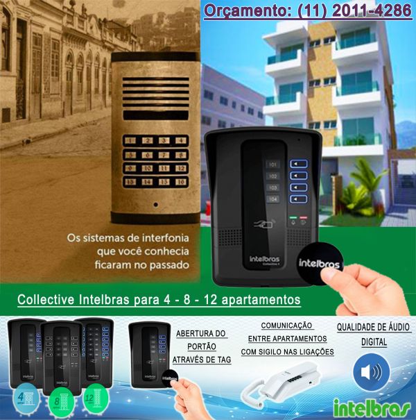 Porteiro Intelbras Collective 4 apartamentos 
