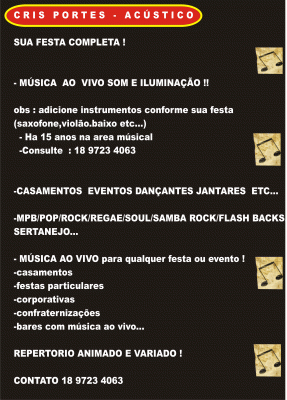 CRIS PORTES - ACÚSTICO= Casamentos,Festas e Eventos,Formaturass