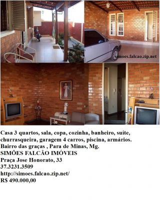 casa 3 quartos em Para de Minas, Mg b. das graças