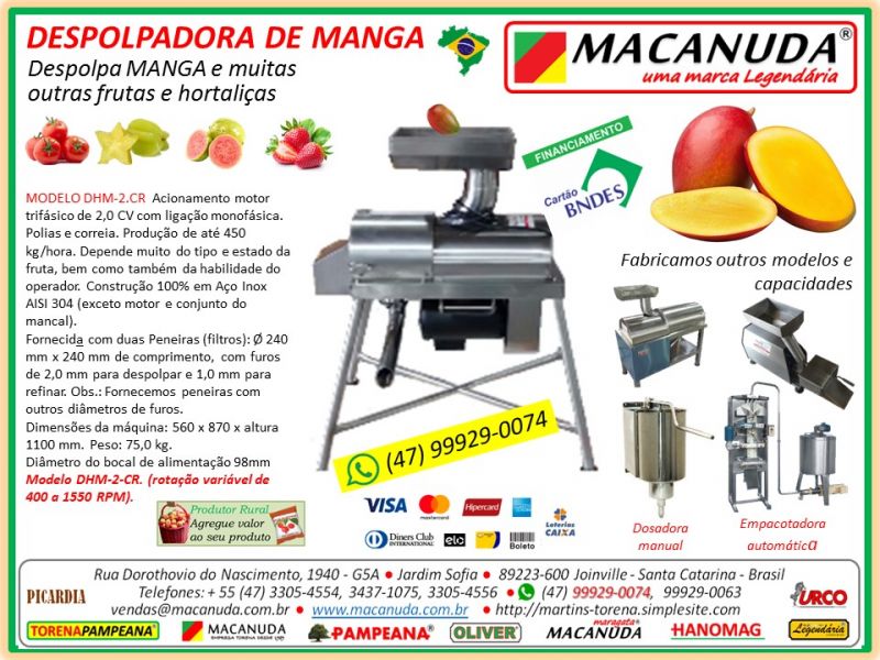 Máquina de polpa de frutas a marca é Macanuda