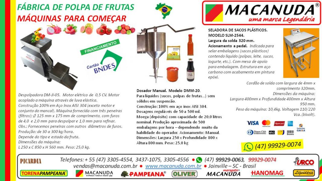 Extrator de Polpa de Frutas Despolpadeiras MACANUDA