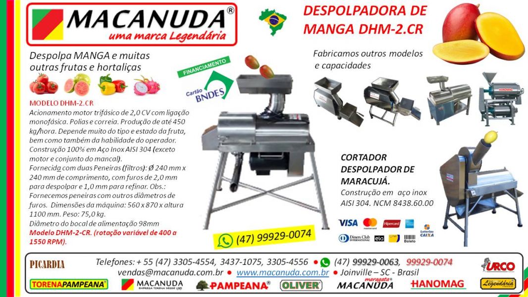 Despolpadeira de frutas, pimentas e legumes marca Macanuda