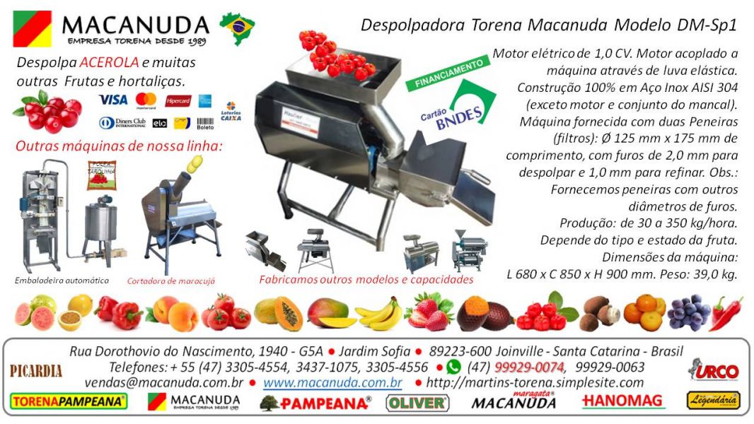 Pampeana Macanuda Despolpadora de Acerola