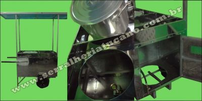 Carrinho de Milho com caldeirão e rodas pneumaticas