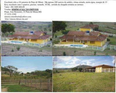 sitio proximo a Para de Minas, MG , 18 ha