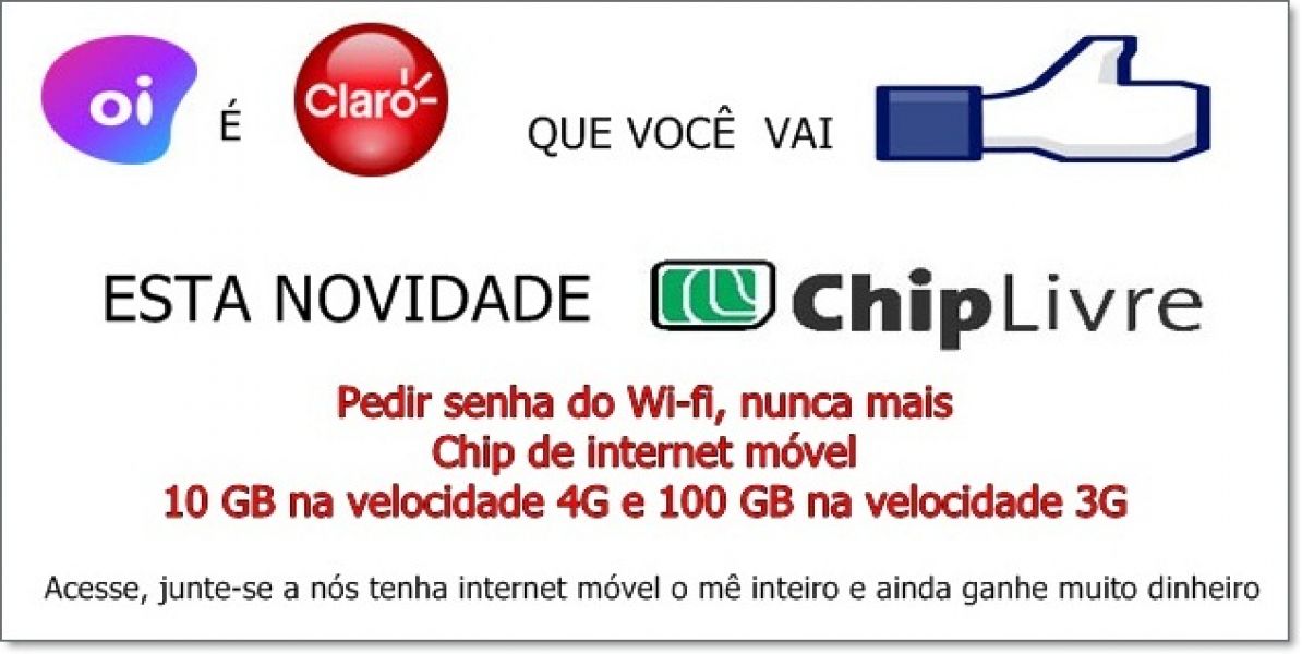 CHIP LIVRE  110 GB INTERNET MÓVEL