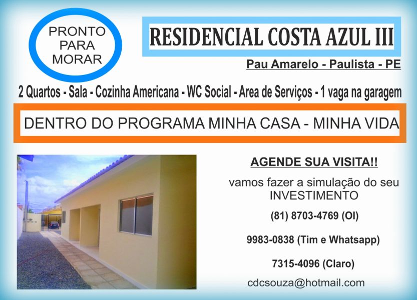 Casas novas - prontas para morar - programa minha casa minha vida