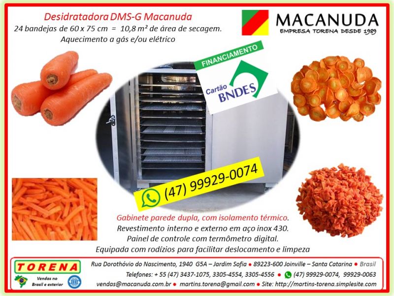 Equipamento profissional para secar cenoura marca Macanuda