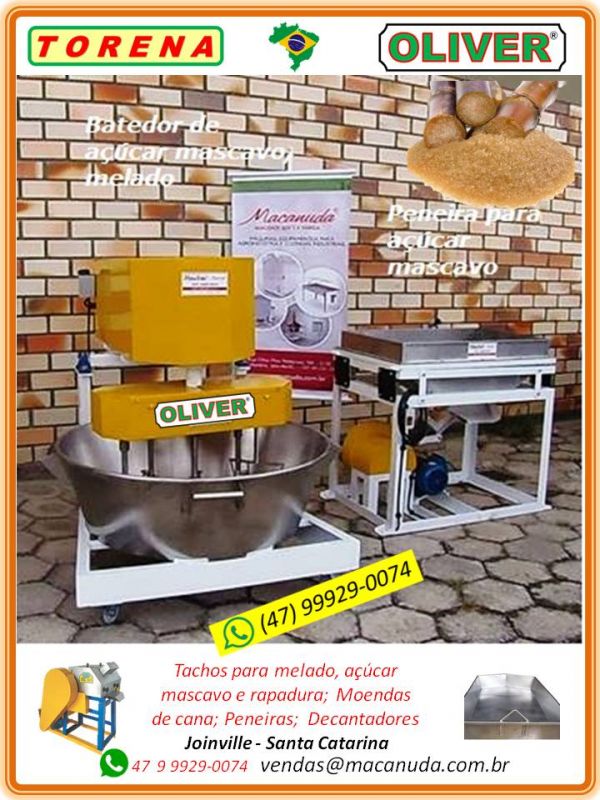 Máquinas Industriais OLIVER para Fabricar Açúcar Mascavo qualidade Macanuda