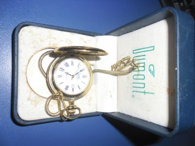 Vendo relógio de bolso dourado na caixa marca Dumont