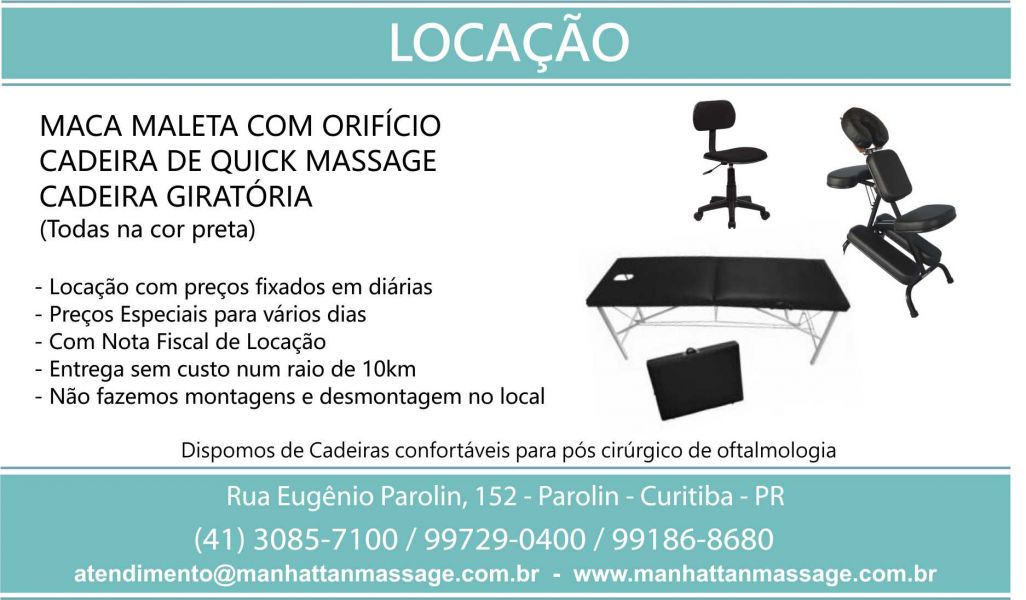 LOCAÇÃO Maca Dobrável e Cadeira de Quick Massage